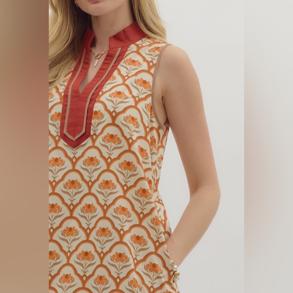 ENTRO ELOISE GEO PRINT MINI DRESS IN ECRU Size Medium NWT - Picture 6 of 14